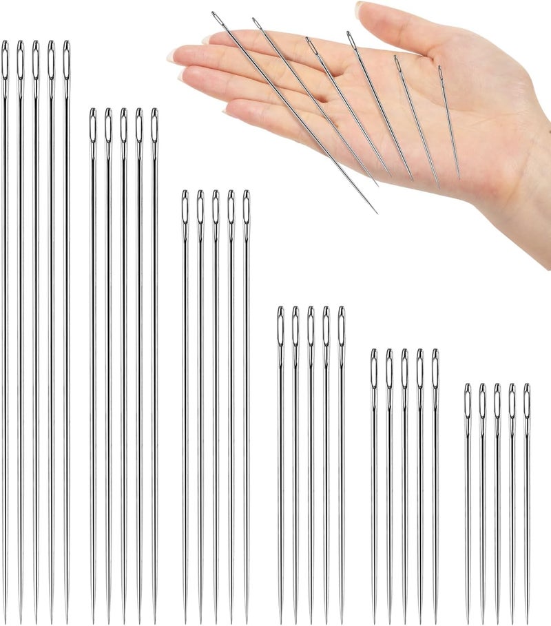 LOGJAM 30 PCS Professional Upholstery Needle, 3"/3.5"/4"/5"/6"/7" Long Sewing Needles, Large Eye Hand Sewing Needles for Repair Stitching and Crafting Projects - Image 1